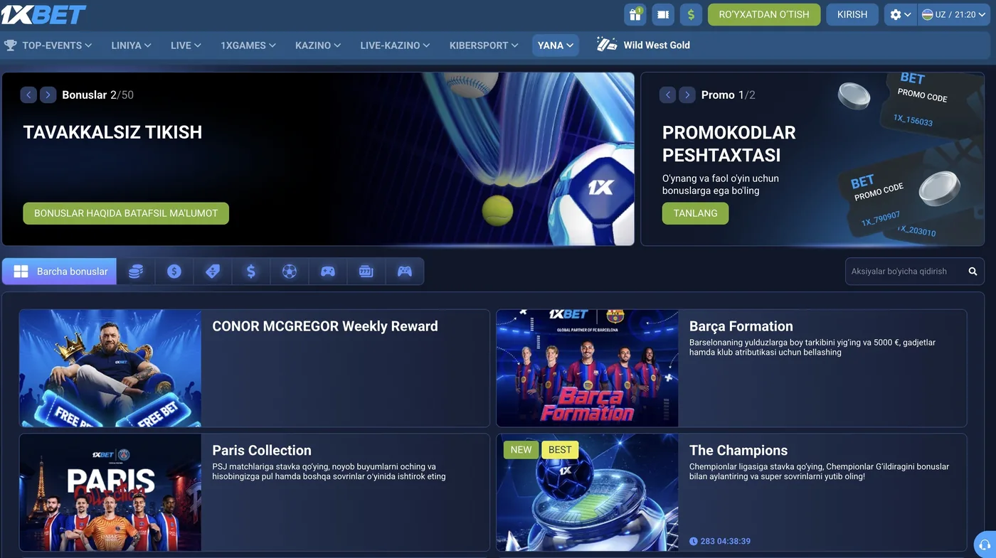 1xBet bonuslar