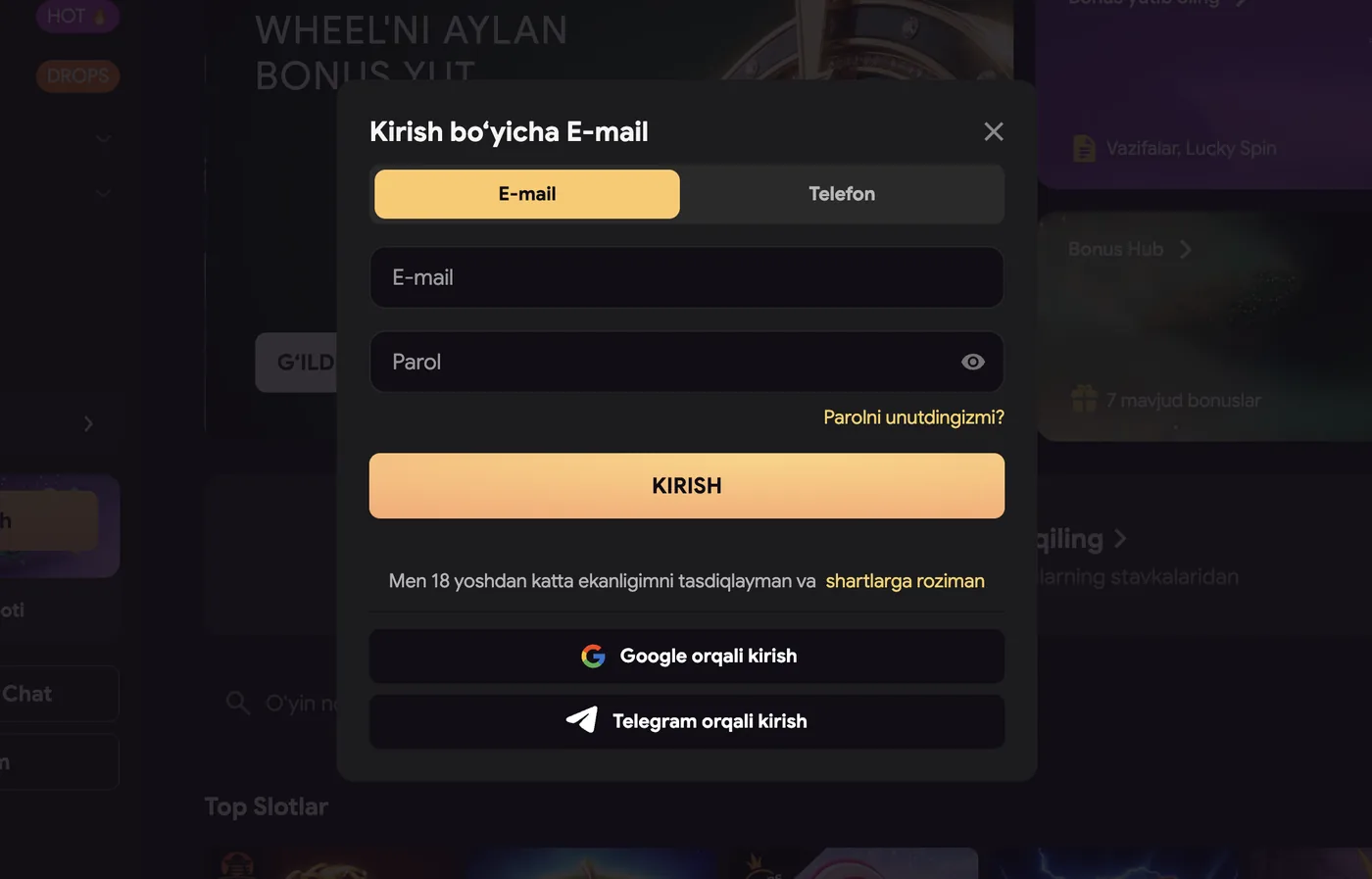 OnlyBets hisobga kirish