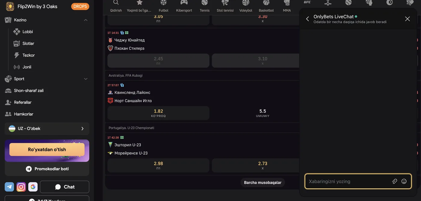 OnlyBets yordam xizmati