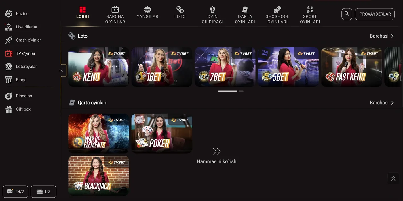 Pinco TV o‘yinlar
