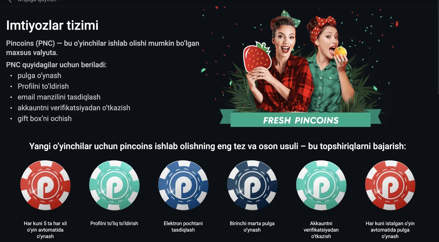 Pin-Up Pincoins dasturi