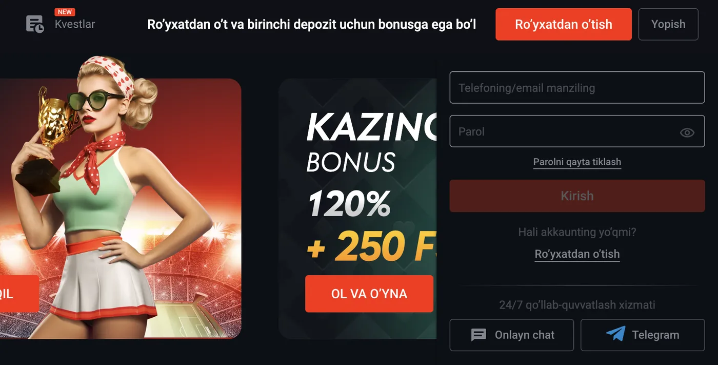 Pin-Up hisobga kirish